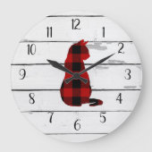 Cat Plaid Rustieke Scheepswerf Boerderij Decor Grote Klok (Voorkant)
