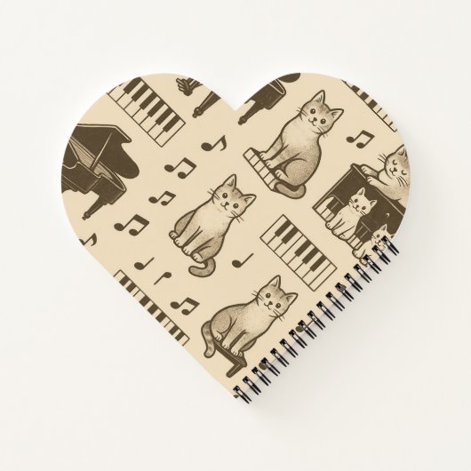 Cat Planner on a Faded Piano Notitieboek (Achterkant)