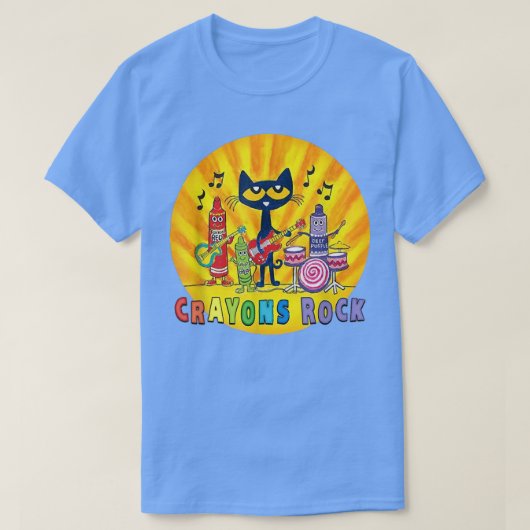 Cat Play Guitar Shirt Crayons Music Funny Cat (Design voorkant)
