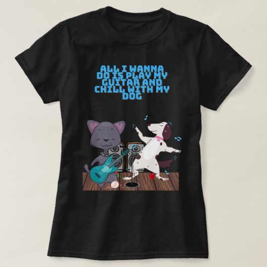 CAT PLAY GUITAR T-SHIRT (Design voorkant)
