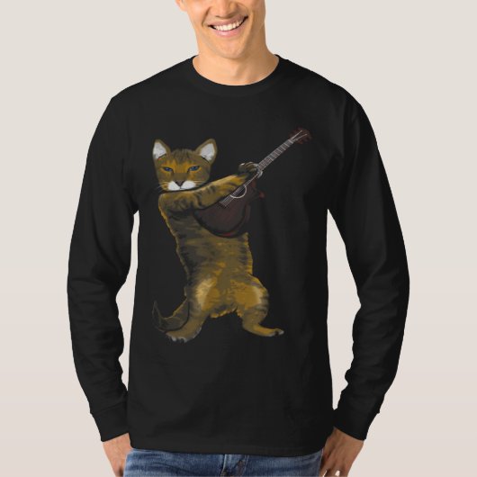 Cat Playing Acoustic Guitar Musician T-shirt (Voorkant)
