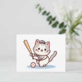 Cat playing baseball briefkaart (Staand voorkant)