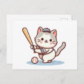 Cat playing baseball briefkaart (Voorkant / Achterkant)