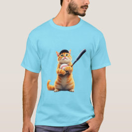 Cat playing baseball T-shirt 