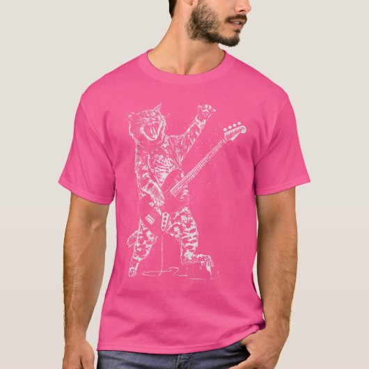 Cat Playing Bass Guitar For Men Animal Playing Gui T-shirt (Voorkant)
