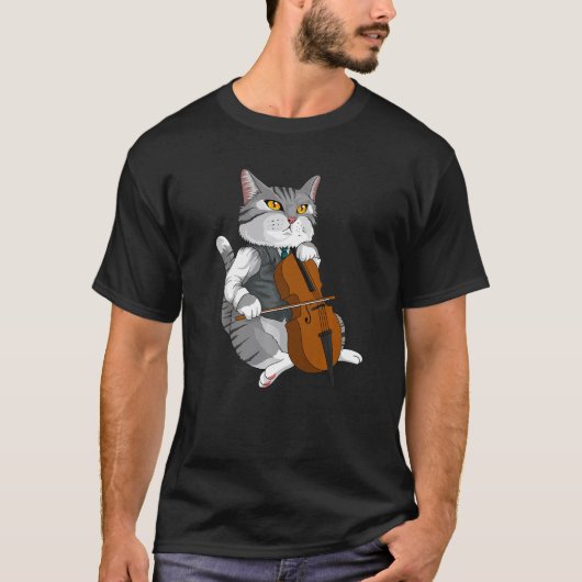 Cat Playing Cello Violin musical instrument   T-shirt (Voorkant)