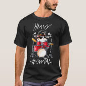 Cat Playing Drum Meowtal Drummer Kitten Muzikant S T-shirt (Voorkant)