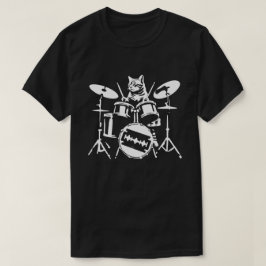 Cat Playing Drums 90s Grunge Punk Rock & Roll T-shirt