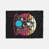 Cat Playing Drums Drummer Novelty Music Lover Funn Fleece Deken (Voorkant (Horizontaal))