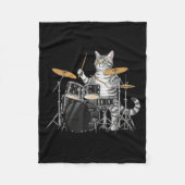 Cat Playing Drums Drumset Drumkit Drumming Drum Dr Fleece Deken (Voorkant)