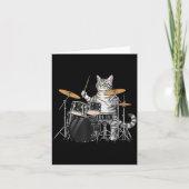 Cat Playing Drums Drumset Drumkit Drumming Drum Dr Kaart (Voorkant)