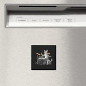 Cat Playing Drums Drumset Drumkit Drumming Drum Dr Magneet (Insitu (Vaatwasser))