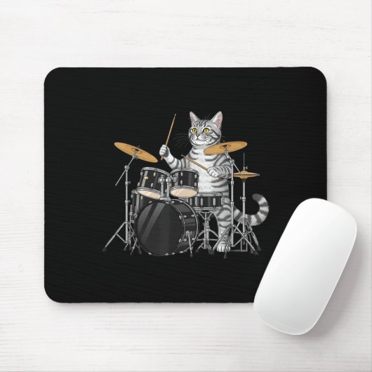Cat Playing Drums Drumset Drumkit Drumming Drum Dr Muismat (Met muis)