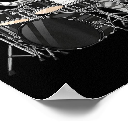 Cat Playing Drums Drumset Drumkit Drumming Drum Dr Poster (Hoek)
