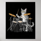 Cat Playing Drums Drumset Drumkit Drumming Drum Dr Poster (Voorkant)