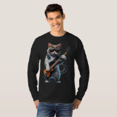 Cat Playing Electric Bass Guitar  Animal Cat  Guit T-shirt (Voorkant volledig)