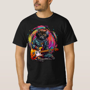Cat Playing Elektrische Gitaar Rock Heavy Metal Mu T-shirt
