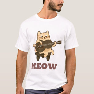 Cat Playing Guitar – Funny Meow Kat Muziekontwerp T-shirt