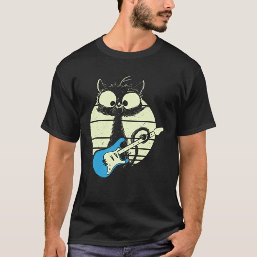 Cat Playing Guitar Guitarist Cat T-shirt (Voorkant)