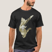 Cat Playing Guitar Kitten Guitarist Rockstar T-shirt (Voorkant)