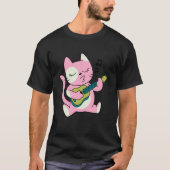 cat playing guitar music t-shirt (Voorkant)
