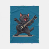 Cat Playing Guitar Rock And Roll Rock Star Funny  Fleece Deken (Voorkant)