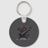 Cat Playing Guitar Rock And Roll Rock Star Funny  Sleutelhanger (Voorkant)