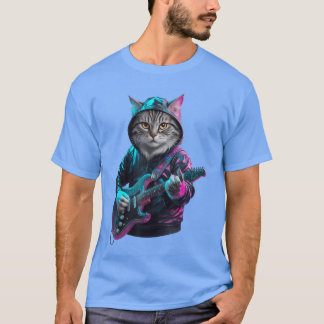 Cat Playing Guitar Rock and Roll Rock voor mannen  T-shirt