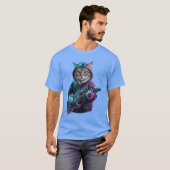 Cat Playing Guitar Rock and Roll Rock voor mannen  T-shirt (Voorkant volledig)