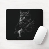 Cat Playing Guitar Rock Star Rock And Roll Men Wom Muismat (Met muis)