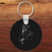 Cat Playing Guitar Rock Star Rock And Roll Men Wom Sleutelhanger (Voorkant)