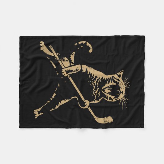 Cat Playing Ice Hockey  Fleece Deken (Voorkant (Horizontaal))