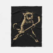 Cat Playing Ice Hockey  Fleece Deken (Voorkant)