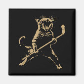 Cat Playing Ice Hockey Magneet (Voorkant)