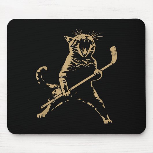 Cat Playing Ice Hockey Muismat (Voorkant)