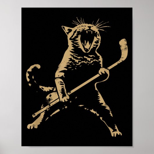 Cat Playing Ice Hockey  Poster (Voorkant)