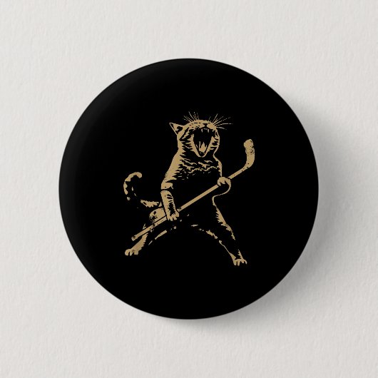 Cat Playing Ice Hockey  Ronde Button 5,7 Cm (Voorkant)