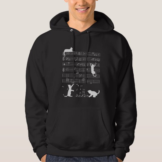 Cat Playing Music Note  Clef Musician Music Women  Hoodie (Voorkant)
