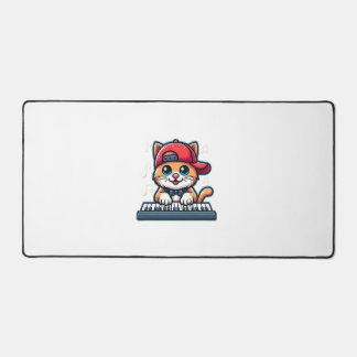 Cat Playing Piano Design voor Muziek en Kattenlief Bureaumat