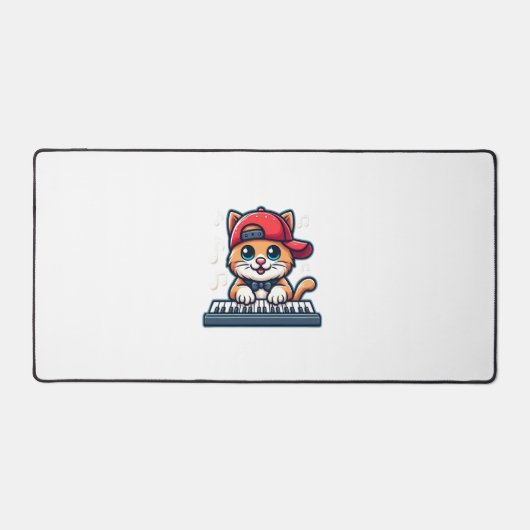 Cat Playing Piano Design voor Muziek en Kattenlief Bureaumat (Voorkant)