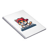 Cat Playing Piano Design voor Muziek en Kattenlief Notitieboek (Rechterzijde)