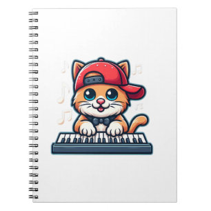 Cat Playing Piano Design voor Muziek en Kattenlief Notitieboek