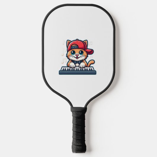 Cat Playing Piano Design voor Muziek en Kattenlief Pickleball Paddle (Voorkant)