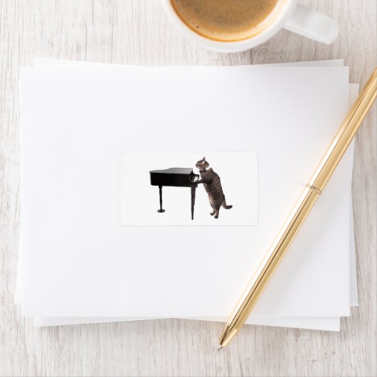Cat Playing Piano Etiket (Insitu)