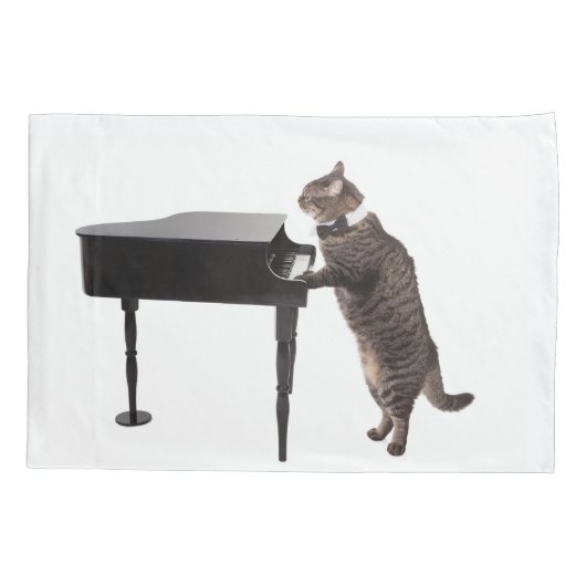 Cat Playing Piano Kussensloop (Achterkant)