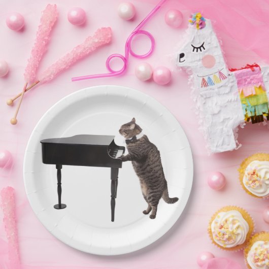 Cat Playing Piano Papieren Bordje (Feest)