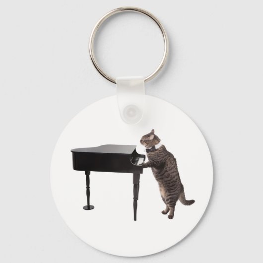 Cat Playing Piano Sleutelhanger (Voorkant)