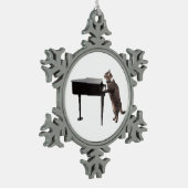 Cat Playing Piano Tin Sneeuwvlok Ornament (Links)