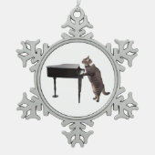 Cat Playing Piano Tin Sneeuwvlok Ornament (Voorkant)