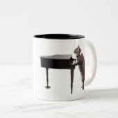 Cat Playing Piano Tweekleurige Koffiemok (Voorkant rechts)